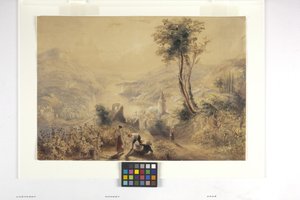 Berncastle (Oberwesel) (akvarell és gouache, törtfehér papíron) alkotó: Joseph Mallord William Turner