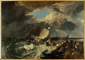 Calais-i móló, francia halászok készülnek a tengerre: (festmény, vászon) alkotó: Joseph Mallord William Turner