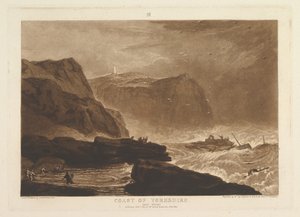 Yorkshire tengerpartja, Whitby Liber Studiorum közelében, V. rész, 24. szám, 1811. január 1. alkotó: Joseph Mallord William Turner