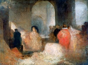 Vacsora egy nagy szobában jelmezes alakokkal, 1830-1835 alkotó: Joseph Mallord William Turner