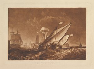 A calais-i kikötő bejárata, XI. rész, az „Liber Studiorum” 55. táblája alkotó: Joseph Mallord William Turner
