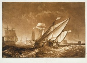 F.55.I Calais-i kikötő bejárata, a „Liber Studiorum” felől, a művész által metszett, 1816 alkotó: Joseph Mallord William Turner