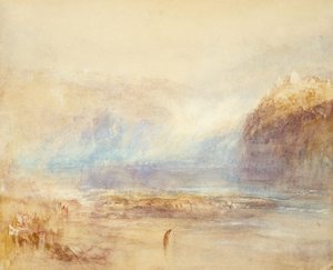 Rajna-vízesés Schaffhausennél - távoli látkép alkotó: Joseph Mallord William Turner