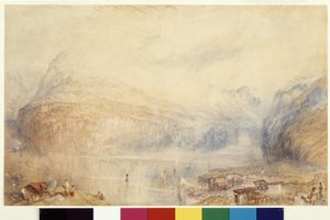 Luzerni-tó Brunnentől (akvarell és gouache fehér papíron) alkotó: Joseph Mallord William Turner