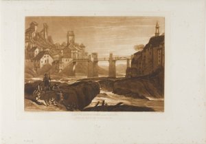 Lauffenbourgh a Rajnánál, 31. lemez a Liber Studiorumtól alkotó: Joseph Mallord William Turner