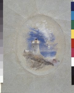 Lowestoffe világítótorony (guache, kék papíron) alkotó: Joseph Mallord William Turner