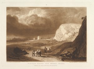 Martello Towers Bexhill közelében, Sussex Liber Studiorum, VII. rész, 34. tábla, 1811. június. alkotó: Joseph Mallord William Turner
