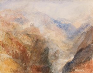 Montjovet a St. Vincent alatti részből, az Aosta-völgy mentén Berriaz felé tekintve alkotó: Joseph Mallord William Turner