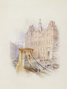 Párizs: Hotel de Ville (akvarell, toll és piros tinta fehér szőtt papíron) alkotó: Joseph Mallord William Turner