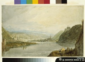 Remagen, Erpel és Linz (akvarell és gouache fehér papíron szürke mosással) alkotó: Joseph Mallord William Turner