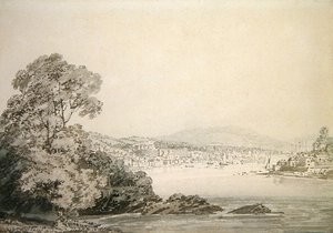 River Scene (toll, tinta és mosás papíron) alkotó: Joseph Mallord William Turner
