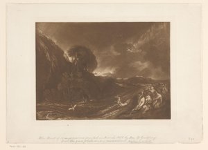 Viharos táj árvízzel és fuldokló emberekkel Az özönvíz Tájtanulmányok (sorozat címe) Liber Studiorum (sorozat címe) alkotó: Joseph Mallord William Turner