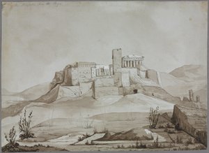 Az Akropolisz a Pnyx-ből, Athén, Görögország. alkotó: Joseph Mallord William Turner