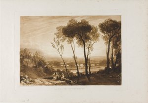 A híd Középtávon, 13-as lemez a Liber Studiorumtól alkotó: Joseph Mallord William Turner