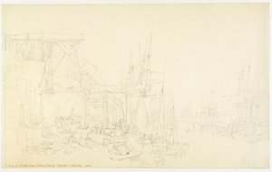 „The Hurries”, szénhajók berakodása, North Shields, 1795 körül (grafit papíron) alkotó: Joseph Mallord William Turner