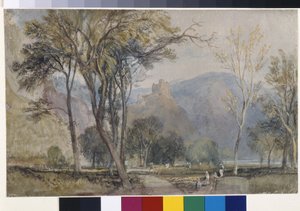 Marxburg (akvarell fehér papírra szürke mosással) alkotó: Joseph Mallord William Turner