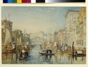 Velence, Rialto (akvarell ceruzával, fehér papíron) alkotó: Joseph Mallord William Turner