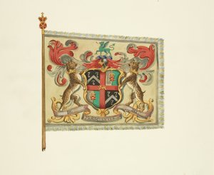A borbélyok és sebészek zászlója „De Praescientia Dei” felirattal, 1833 körül (ceruza, akvarell és testfesték papíron) alkotó: Joseph Manning