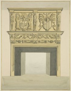 Kéménydarab Sir John Knight egykori rezidenciájában, a Temple Streeten (akvarell papíron) alkotó: Joseph Manning