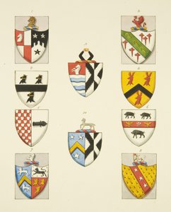 Címerek a Szent Tamás-templom emlékműveiről (akvarell, papír) alkotó: Joseph Manning