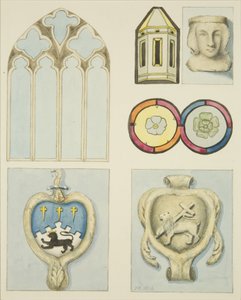 A Temple Church belső részletei (akvarell papíron) alkotó: Joseph Manning