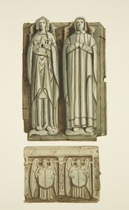 Thomas Rowley és felesége síremlékei a Szent János-templom kriptájában (akvarell papíron) alkotó: Joseph Manning