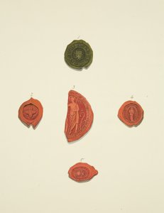 Robert Atwaller öt pecsétje, ismeretlen pecsét, Margaret Mewyrk, Szent Mária Magdolna hercegnője és John Vrell alkotó: Joseph Manning