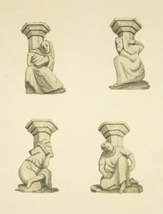 Négy rácsos St Mary Redcliffe tornyán (eredetileg alátámasztó szobrok) (akvarell papíron) alkotó: Joseph Manning