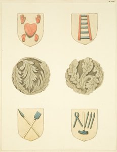 Lágyék kövek (főnökök) a Redcliffe templom mennyezetén (akvarell papíron) alkotó: Joseph Manning