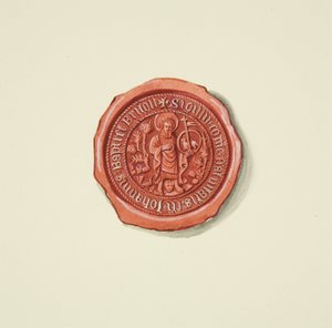 Keresztelő Szent Jánost ábrázoló pecsét (talán Merchant Taylors), 1825 körül (ceruza és akvarell papíron)