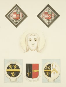 Ólomüvegek, jelvények és címerek a Szent Péter templomban (akvarell, papír) alkotó: Joseph Manning