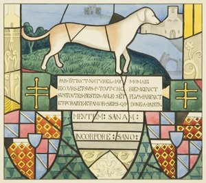 Ólomüveg a Szent Márk-templomban - heraldikai eszköz (akvarell papíron) alkotó: Joseph Manning