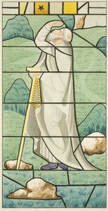 Ólomüveg a Szent Márk-templomban - Szent Antal (akvarell, papír) alkotó: Joseph Manning