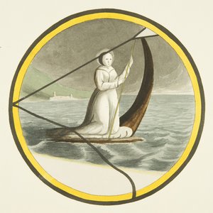 Ólomüveg a Szent Márk-templomban - női szent (akvarell papíron)