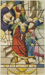 Ólomüveg a Szent Márk-templomban - jelenet Krisztus szenvedéséből (akvarell, papír) alkotó: Joseph Manning