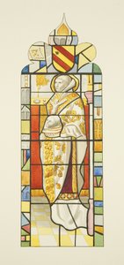 Ólomüveg a Szent Márk-ban, St. Cuthberttel (akvarell papíron) alkotó: Joseph Manning