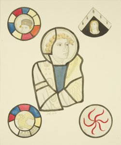Ólomüveg a St Mary Redcliffe-székesegyház északi ablakában (akvarell papíron) alkotó: Joseph Manning