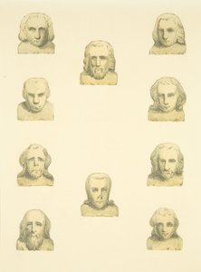 Tíz fej frízben a St Mary Redcliffe északi tornácán (akvarell papíron) alkotó: Joseph Manning