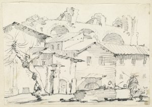Házak a fórum északi oldalán, a Maxentius-bazilikával túl alkotó: Joseph Marie Vien