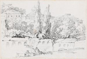 Róma falai Santa Maria del Popolo-val a távolban alkotó: Joseph Marie Vien