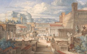 Jelenet az ókori Rómában: Titus Andronicus díszlete, I, ii