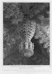 Roslyn-kápolna, kilátás egy medálra és a lágyékra a keleti végén, metszett S. Noble, 1810 alkotó: Joseph Michael Gandy