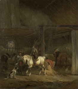 Lóistálló, 1830-1840 körül (olaj, tábla) alkotó: Joseph Moerenhout