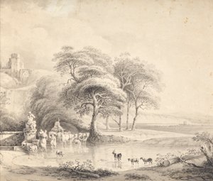 Táj egy gázlóval alkotó: Joseph Mössmer