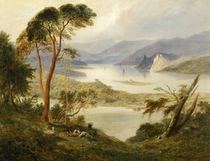 Oberwesel Schonburg kastélyával, a Rajna mellett, 1840