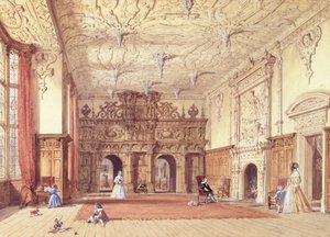 Crewe Hall, Cheshire (WC és gouache) alkotó: Joseph Nash