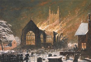 A Croydon templom lángokban áll, január 5 alkotó: Joseph Nash
