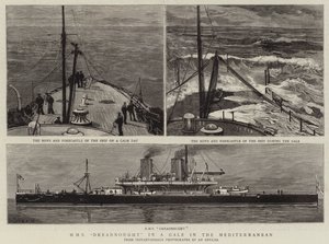 H M S Dreadnought egy Gale-ban a Földközi-tengeren