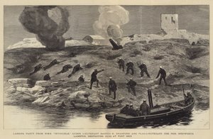 Alexandria bombázása, a HMS Invincible leszállócsapata, Barton R Bradford hadnagy és Hedworth Lambton zászlós hadnagy vezetésével fegyvereket semmisít meg Fort Mexben