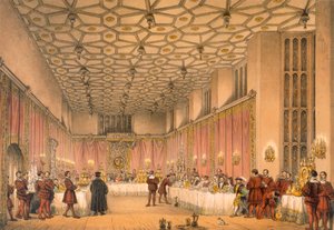 The Chamber, Hampton Court, a "Architecture of the Middle Ages" című, 1838-ban megjelent kötetből. alkotó: Joseph Nash